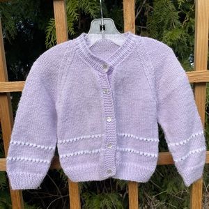 Vintage 2T/3T Hand-knitted Lavender Girls’ Sweater